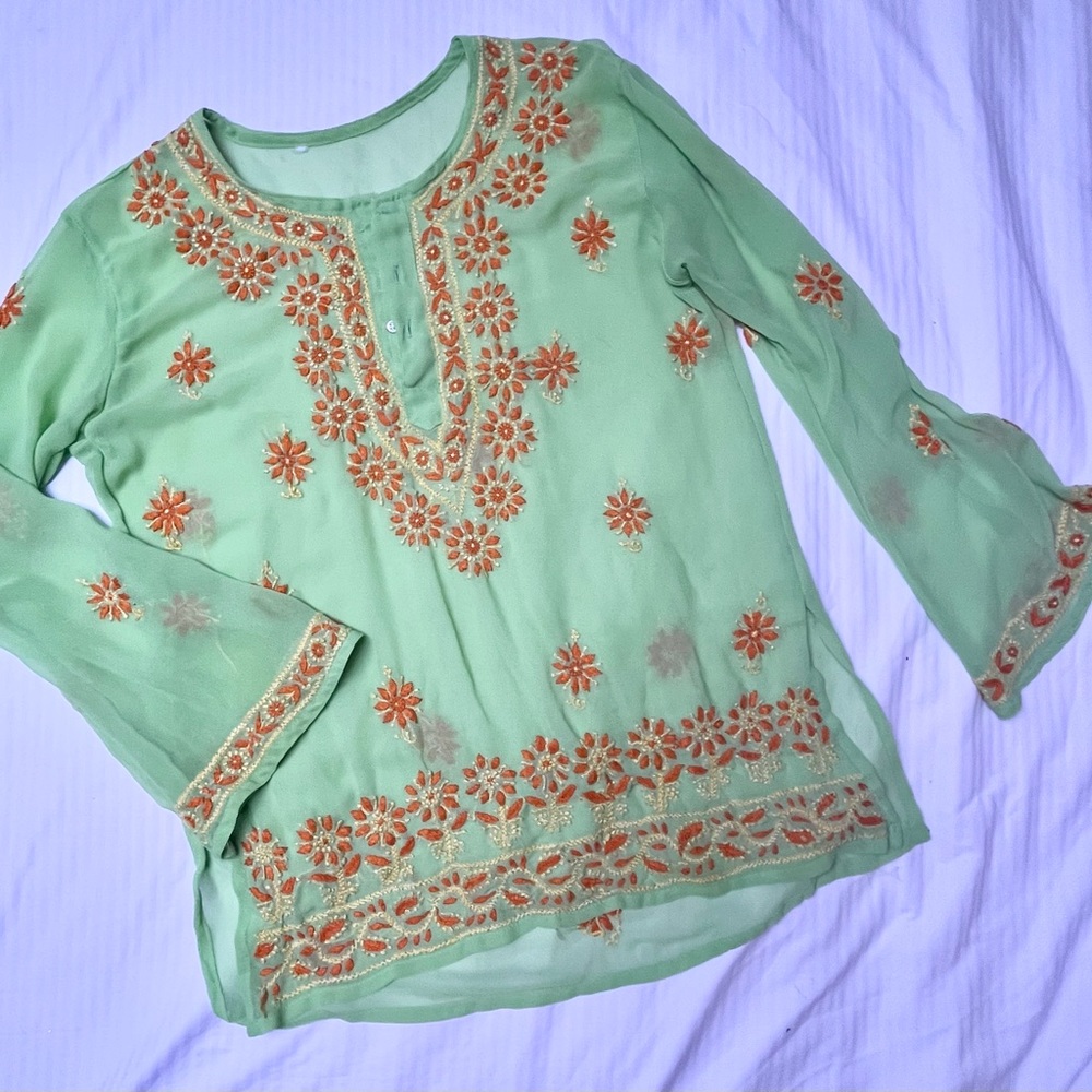 Sheer Lime Green Blouse